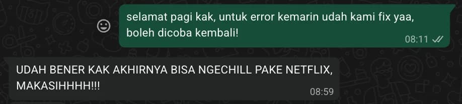 Screenshot konfirmasi transaksi langganan aplikasi premium SatuBox